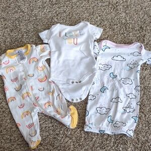 Colorful Rainbow and Cloud Kids One Pieces Set